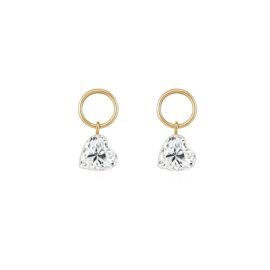 heart Lab-Grown Diamond Charms in 14k solid gold, sold as a set of two