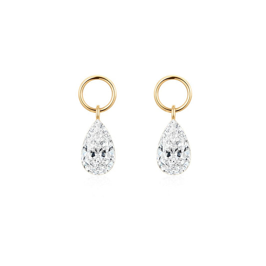 pear Lab-Grown Diamond Charms in 14k solid gold, sold as a set of two