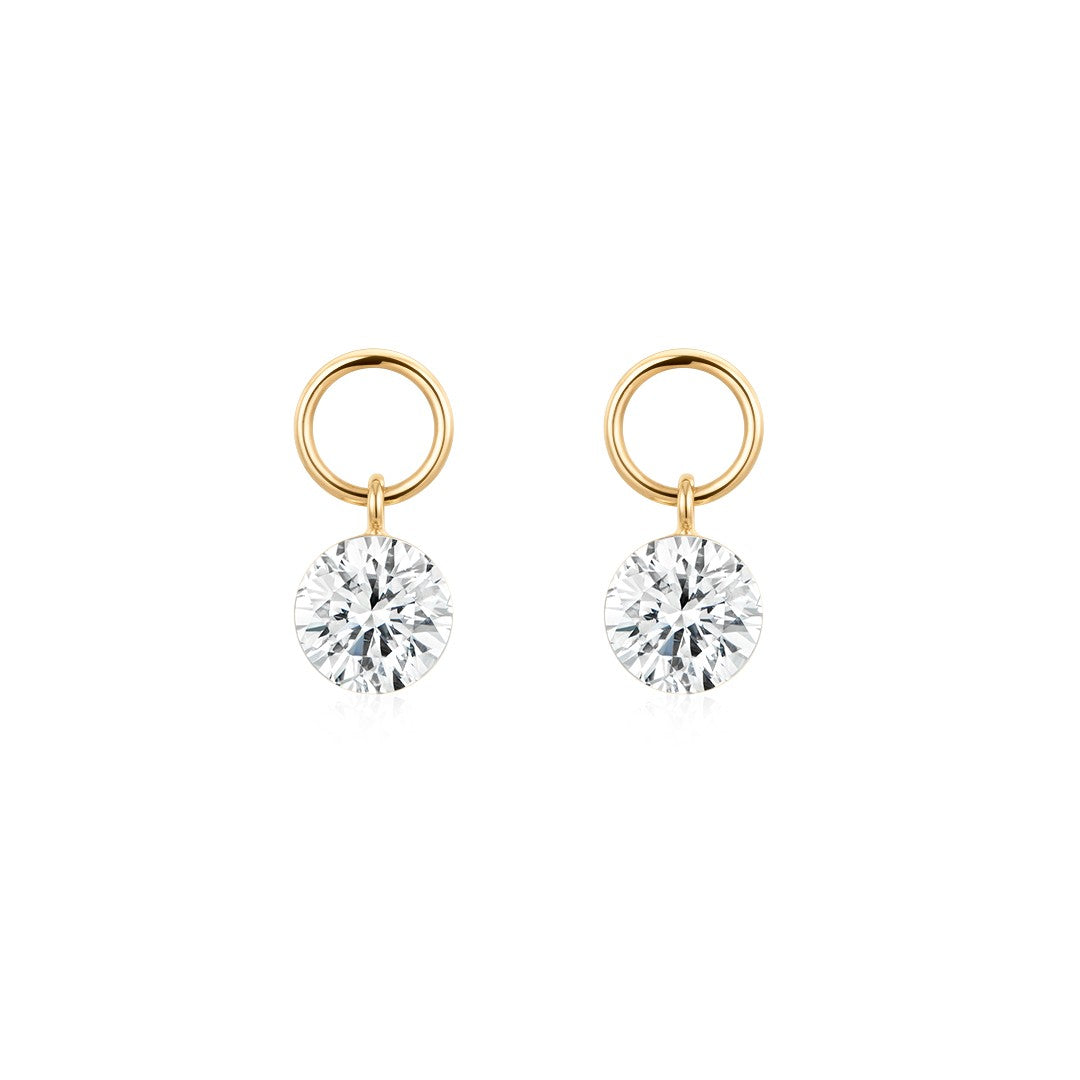 round Lab-Grown Diamond Charms in 14k solid gold, sold as a set of two