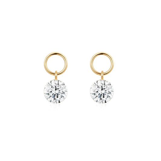 round Lab-Grown Diamond Charms in 14k solid gold, sold as a set of two
