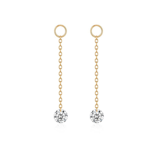 drilled Lab-Grown Diamond Chain Drop Charms in 14k solid gold, sold as a set of two