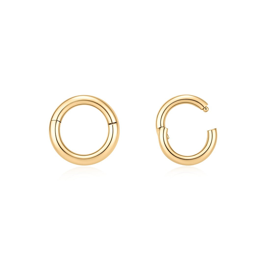 9.5mm smooth gold clicker hoop in 14k solid gold