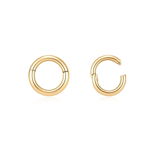 11mm smooth gold clicker hoop in 14k solid gold