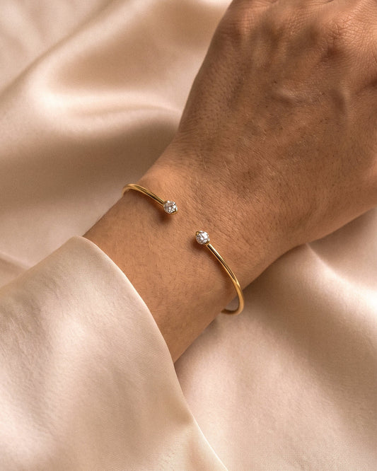 Open-End Lab-Grown Diamond Cuff Bracelet - 14k Solid Gold