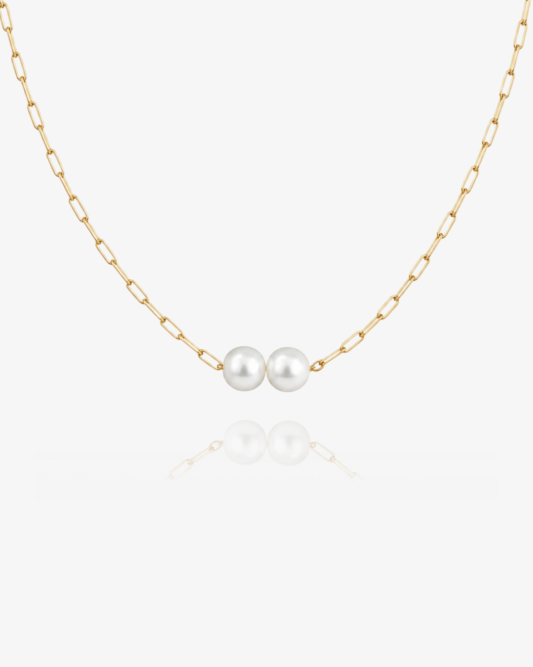 Double Pearl Paperclip Necklace styled detail - 14k Gold Fill - The Littl Australia