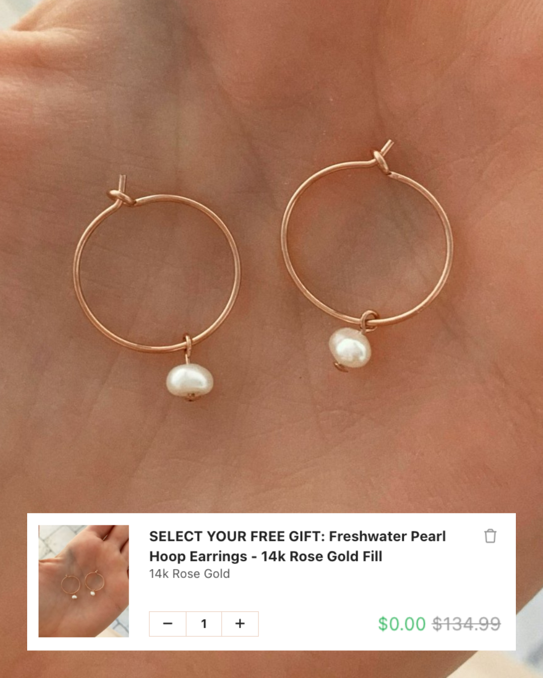 SELECT YOUR FREE GIFT: Freshwater Pearl Hoop Earrings - 14k Rose Gold-Filled | Waterproof & Tarnish-Resistant | The Littl