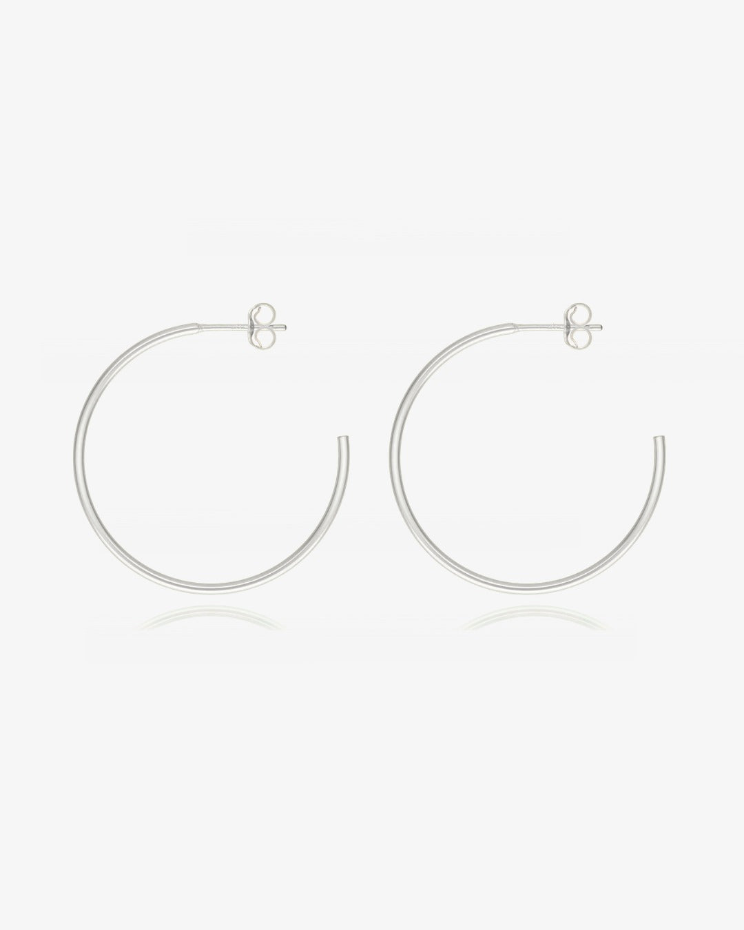 30mm Open Hoop Stud Earrings - Sterling Silver