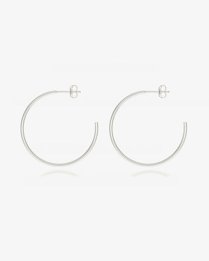 30mm Open Hoop Stud Earrings - Sterling Silver