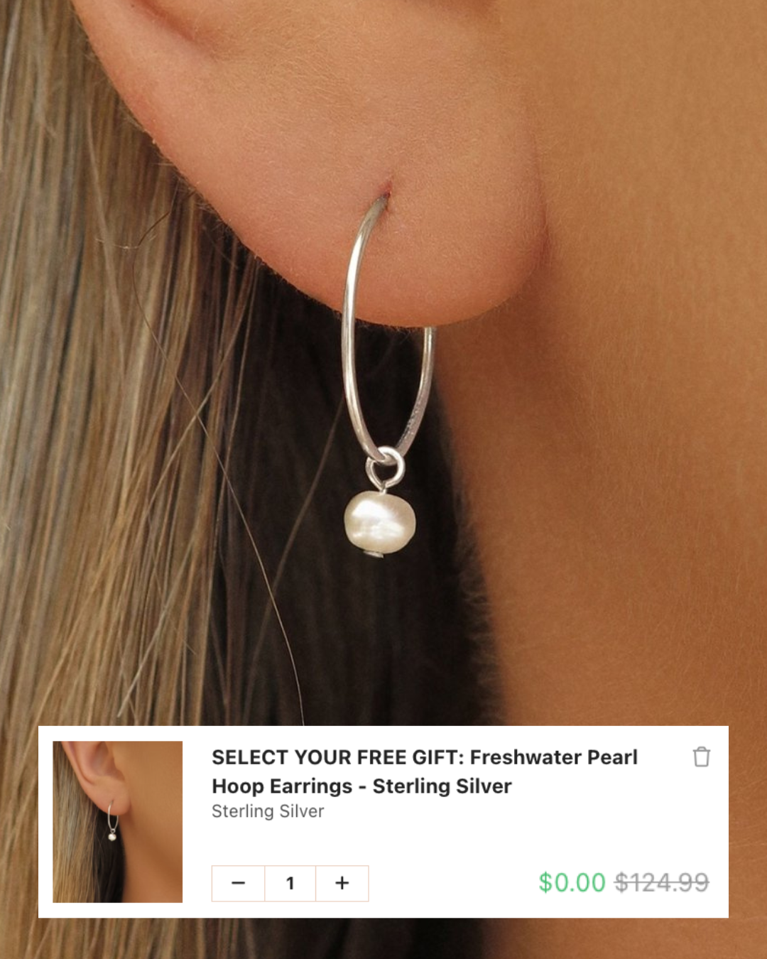 SELECT YOUR FREE GIFT: Freshwater Pearl Hoop Earrings - Sterling Silver