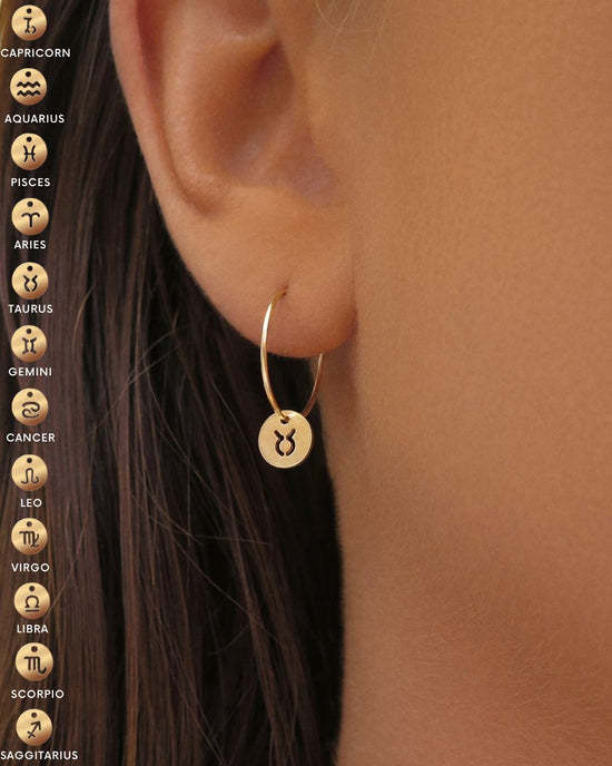 Load image into Gallery viewer, Zodiac Hoop Earrings
