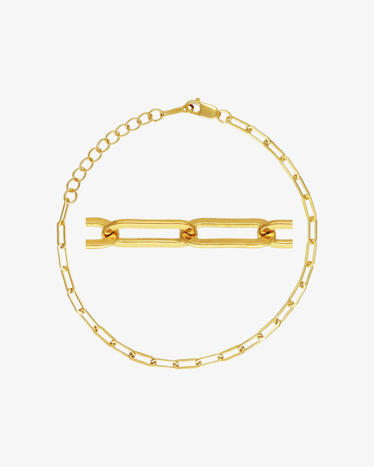Dainty Paperclip Chain Bracelet - 14k Yellow Gold Fill