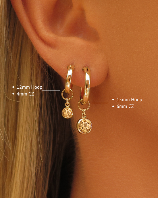 Cognac CZ Thick Hoop Earrings  - 14k Yellow Gold Fill