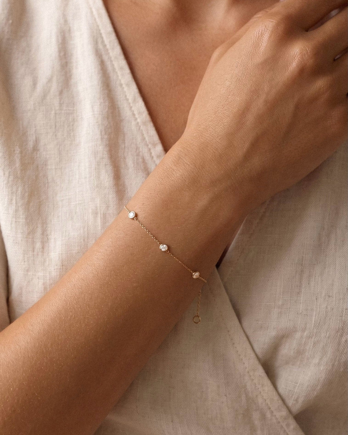 Birthstone Bezel Bracelet - 14k Solid Gold