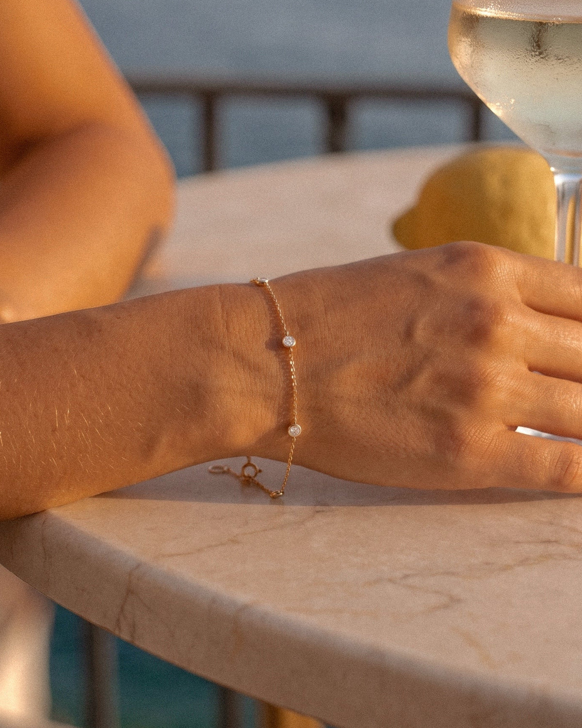 Birthstone Bezel Bracelet - 14k Solid Gold