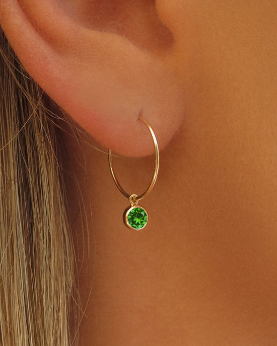 Emerald CZ Hoop Earrings - 14k Yellow Gold Fill