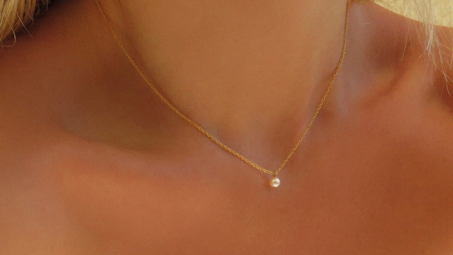 Freshwater Pearl Rope Chain Necklace - 14k Yellow Gold Fill