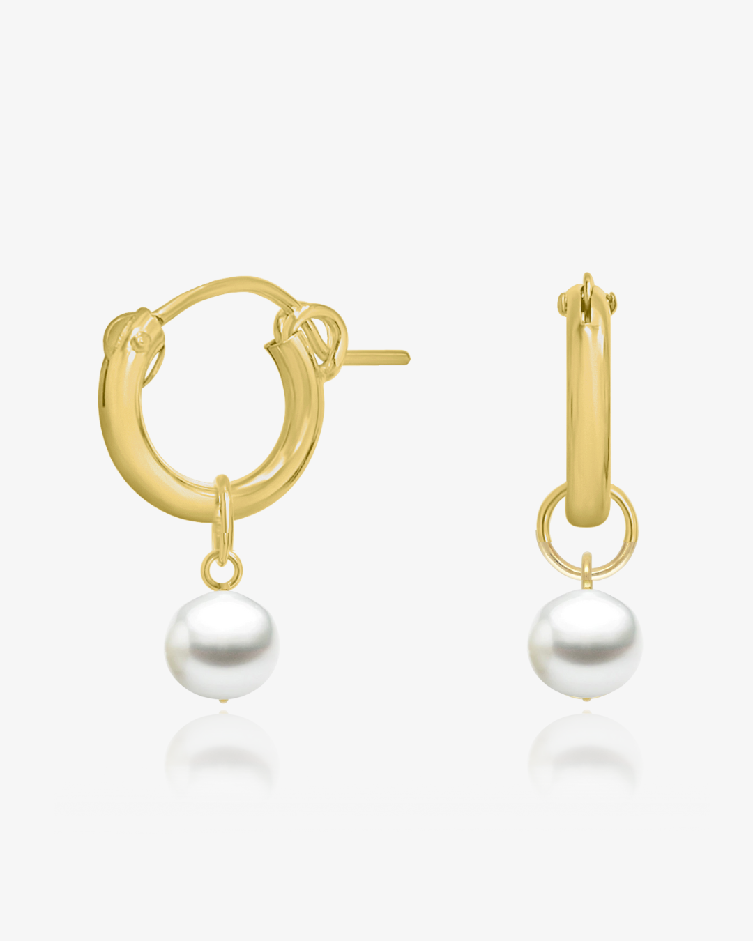 Freshwater Pearl Thick Hoop Earrings - 14k Yellow Gold Fill