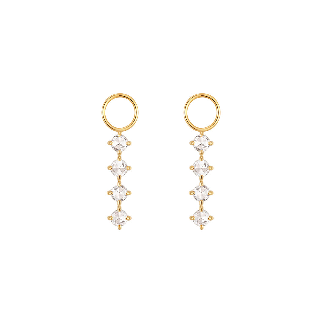 rose Cut Lab-Grown Diamond Drop Charms in 14k solid gold, sold as a set of two