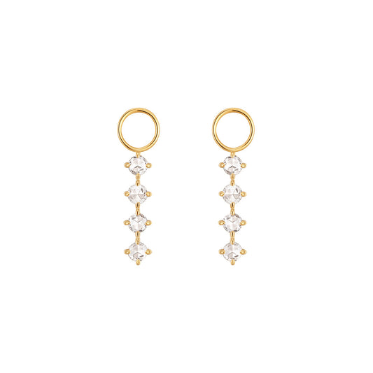 rose Cut Lab-Grown Diamond Drop Charms in 14k solid gold, sold as a set of two