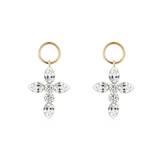 lab-Grown Diamond Cross Charms in 14k solid gold, sold as a set of two