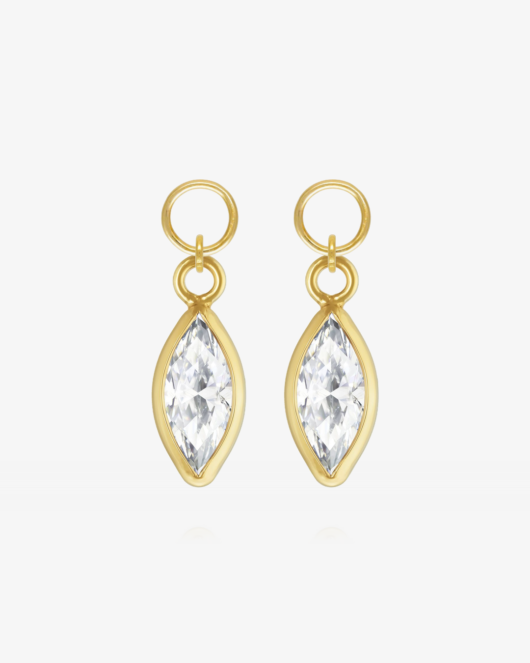 Marquise White CZ Hoop Earring Charms - 14k Yellow Gold Fill