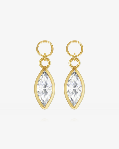 Marquise White CZ Hoop Earring Charms - 14k Yellow Gold Fill