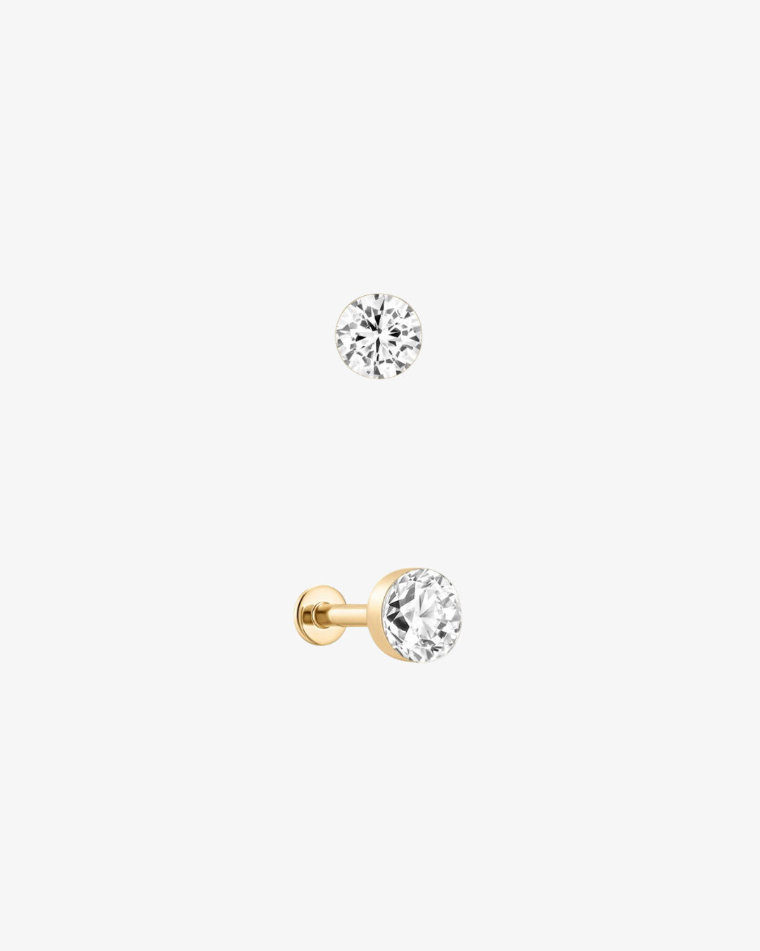 Round Lab-Grown Diamond Flatback Piercing - 14k Solid Gold