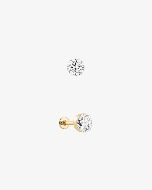 Round Lab-Grown Diamond Flatback Piercing - 14k Solid Gold