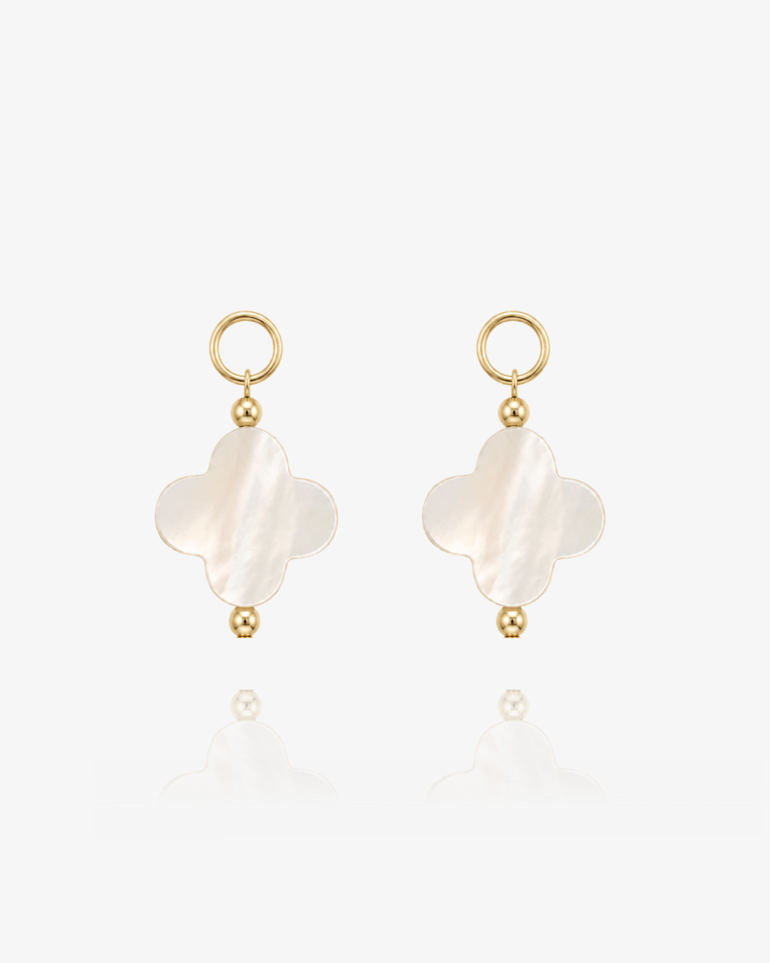 Mother of Pearl Clover Hoop Earring Charms - 14k Gold-Filled - pair | The Littl