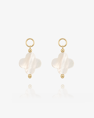 Mother of Pearl Clover Hoop Earring Charms - 14k Gold-Filled - pair | The Littl