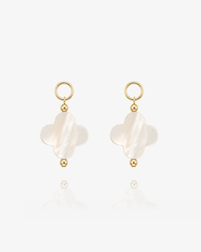 Mother of Pearl Clover Hoop Earring Charms - 14k Gold-Filled - pair | The Littl