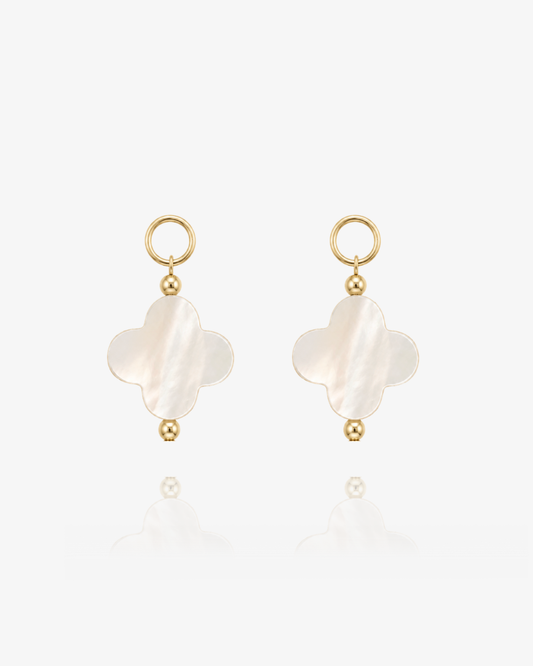 Mother of Pearl Clover Hoop Earring Charms - 14k Gold-Filled - pair | The Littl
