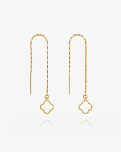 Clover Threader Earrings - 14k Yellow Gold Fill