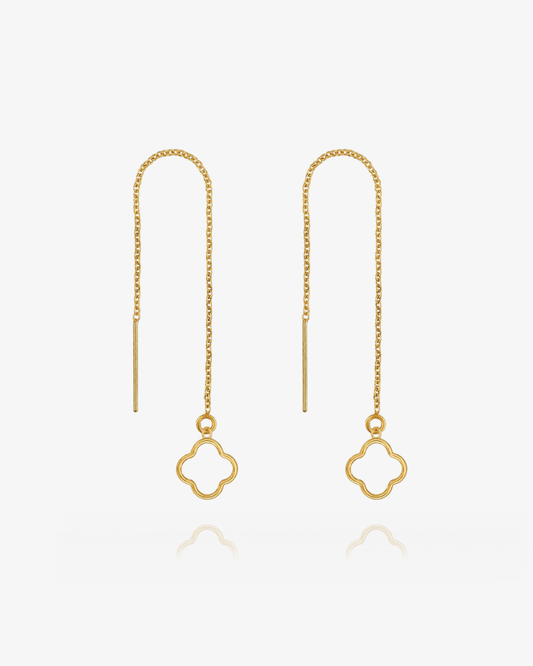Clover Threader Earrings - 14k Yellow Gold Fill