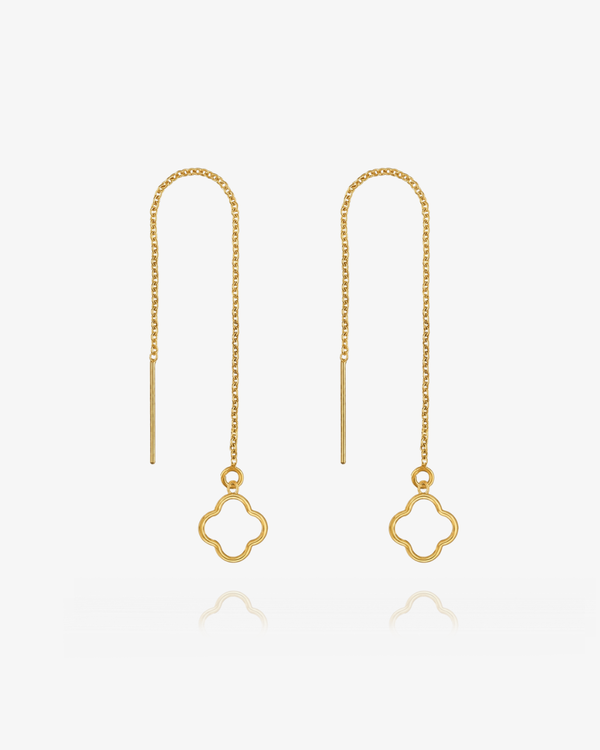 Clover Threader Earrings - 14k Yellow Gold Fill