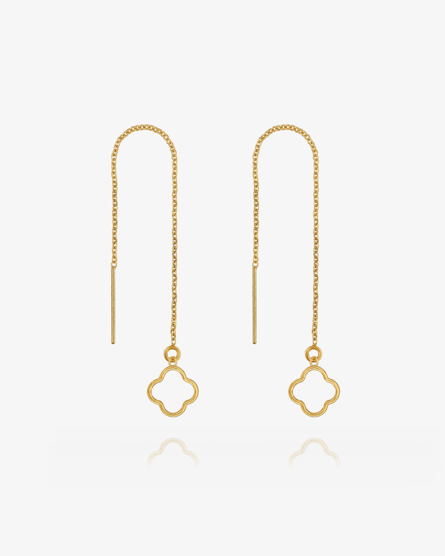 Clover Threader Earrings - 14k Yellow Gold Fill