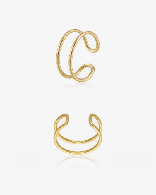 Double Ring Ear Cuff - 14k Yellow Gold Fill