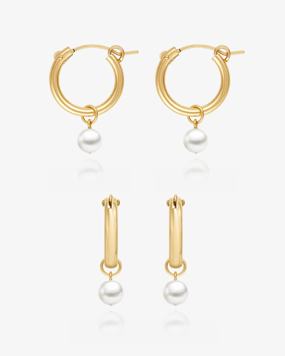 Freshwater Pearl Thick Hoop Earrings - 14k Gold-Filled - Australian Jewellery | The Littl