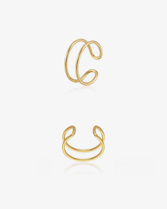Double Ring Ear Cuff - 14k Yellow Gold Fill