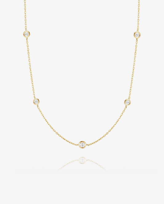 PRE-ORDER: Lab Grown Diamond Station Necklace - 14k Solid Gold