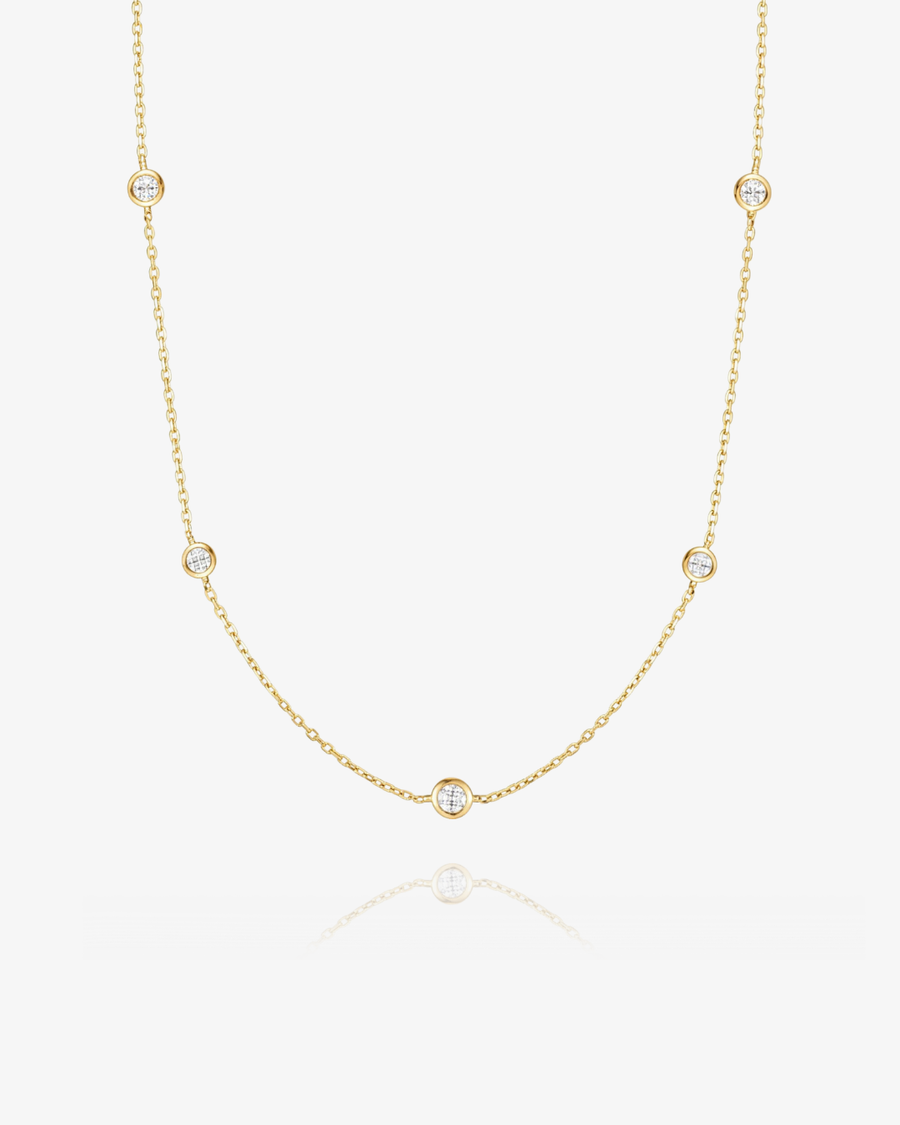 Lab Grown Diamond Station Necklace - 14k Solid Gold