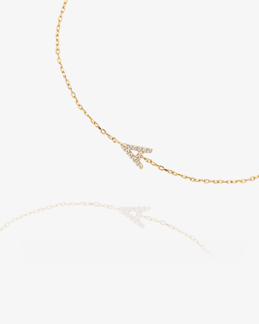 PRE-ORDER: Pavé Diamond Initial Chain Bracelet - 14k Solid Gold