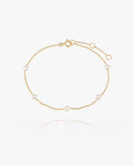 PRE-ORDER: Freshwater Pearl Station Bracelet - 14k Solid Gold