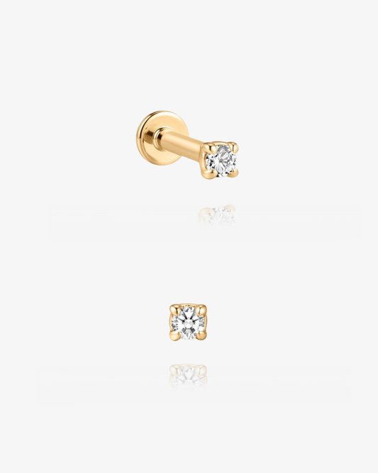 PRE-ORDER: Classic Round Diamond Flatback Stud - 14k Solid Gold
