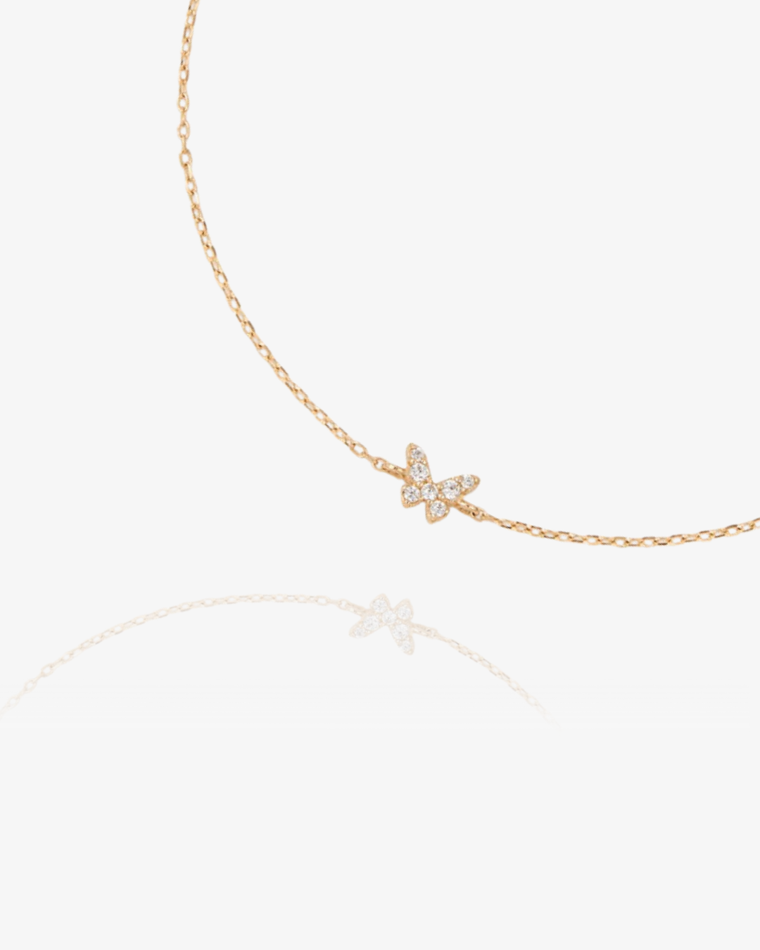 PRE-ORDER: Diamond Butterfly Chain Bracelet - 14k Solid Gold
