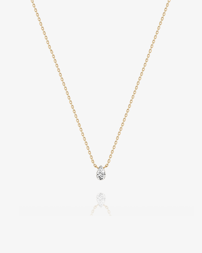 Invisible-Set Pear Lab-Grown Diamond Necklace - 14k Solid Gold