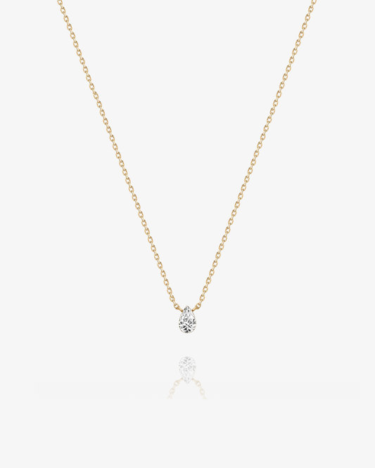 PRE-ORDER: Invisible-Set Pear Lab-Grown Diamond Necklace - 14k Solid Gold