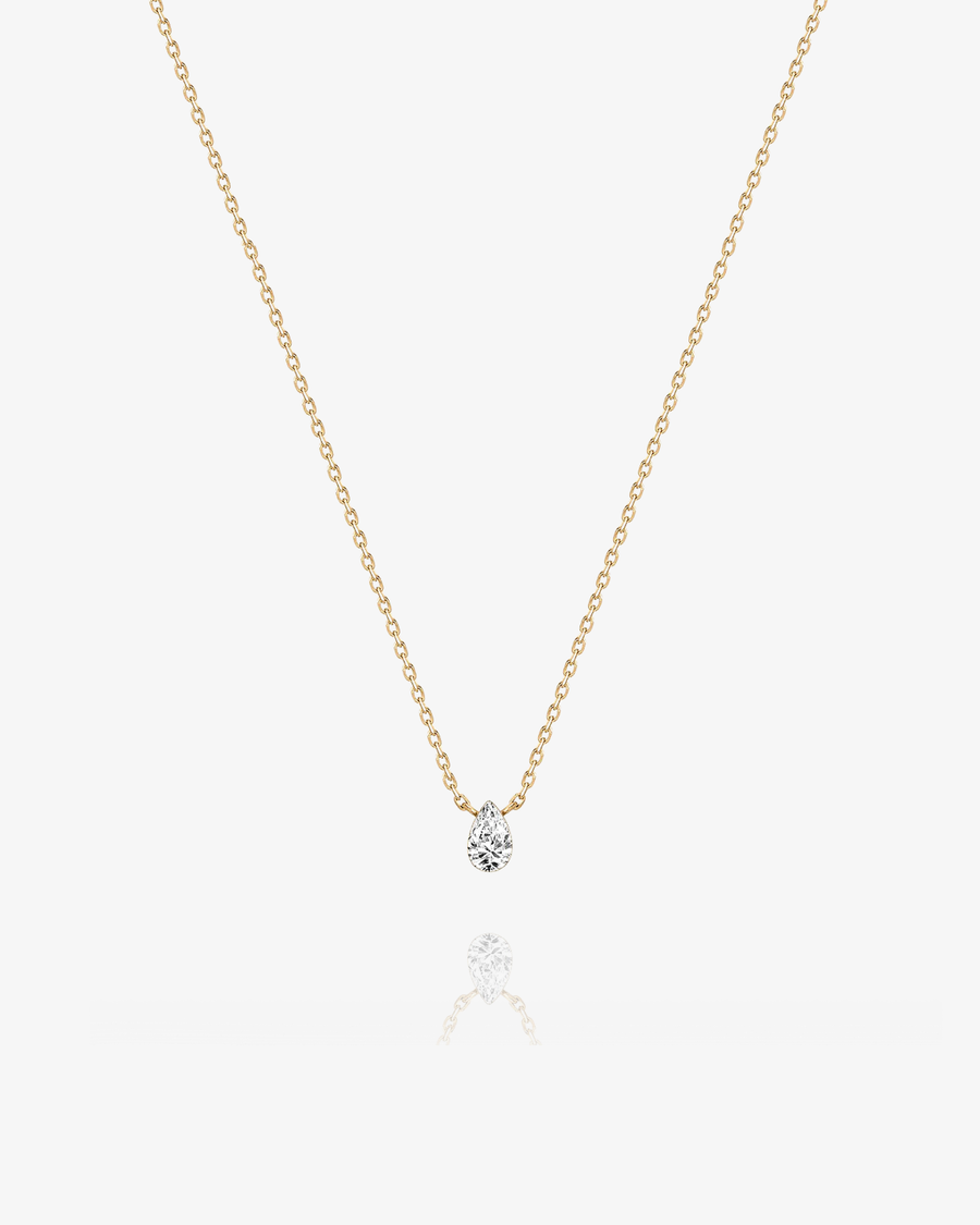 Invisible-Set Pear Lab-Grown Diamond Necklace - 14k Solid Gold
