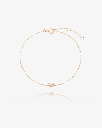 PRE-ORDER: Diamond Butterfly Chain Bracelet - 14k Solid Gold