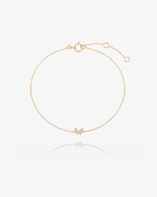 PRE-ORDER: Diamond Butterfly Chain Bracelet - 14k Solid Gold